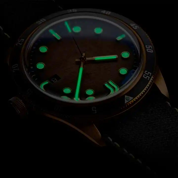 Custom Design Brand Logo Raw Brozen Case Luminous Waterproof Automatic Diving Men Mechanical Watch