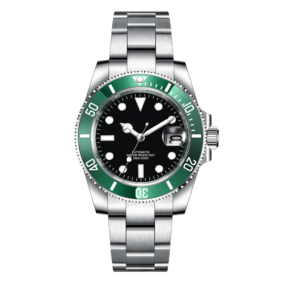 Brand Customization 40mm Green Dial Steel Band Sapphire Glass NH35 Luminous Automatic Watch